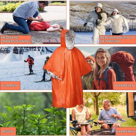 Vattentät överlevnadsfilt - Nödöverlevnadsregnponcho 4-pack