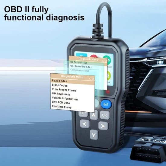 OBD2-scanner – Motorfejlkoder med livedata – Batterimonitor – Diagnosescanner til OBDII/EOBD/JOBD+CAN-køretøjer – til 1996 eller nyere