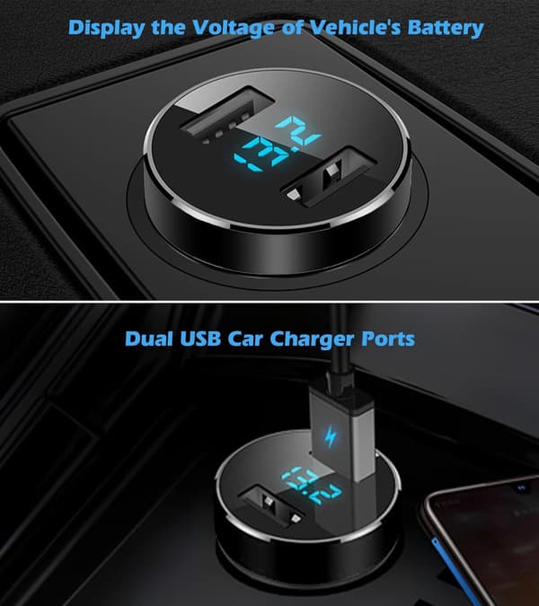 USB biloplader, 12V/24V voltmeter