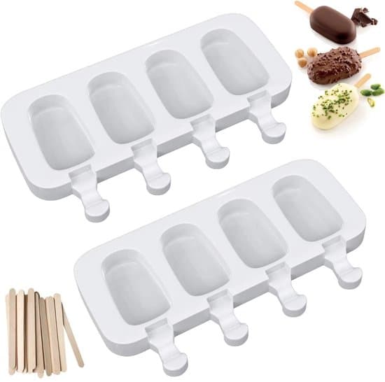 2-pack silikonformar för glass - 8 hål - med 50 pinnar
