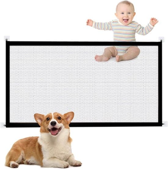 110x72cm Sammenklappelig Mesh Sikkerhedslåge - Til Kæledyr/Babyer - Sort