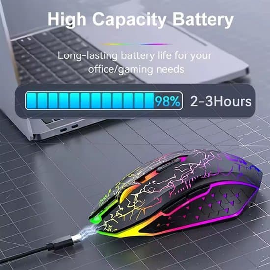 Trådløs gamingmus - Bluetooth - Genopladelig - Sort