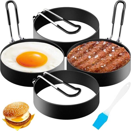 4-pack 7,6 cm non-stick ägg- och pannkaksformar i rostfritt stål
