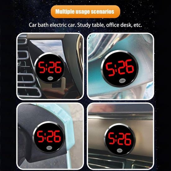 2-pack Mini Digital Bilklocka - Vattentät LCD Instrumentbräda Självhäftande Timer - Svart