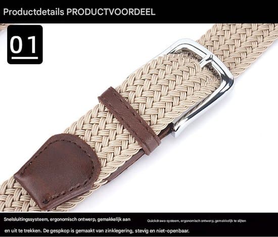 Bælte - Elastisk linning - Unisex vævet elastisk linning - Bredde 3,4 cm - Længde 125 cm - Mørkeblå og khaki