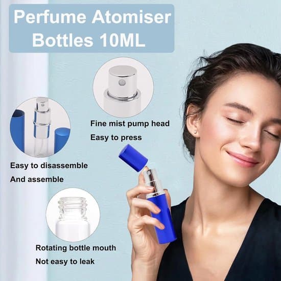Set med 4 tomma parfymsprayflaskor (10 ml), påfyllningsbara atomizers, minisprayflaskor, resevänliga för män och kvinnor på semester