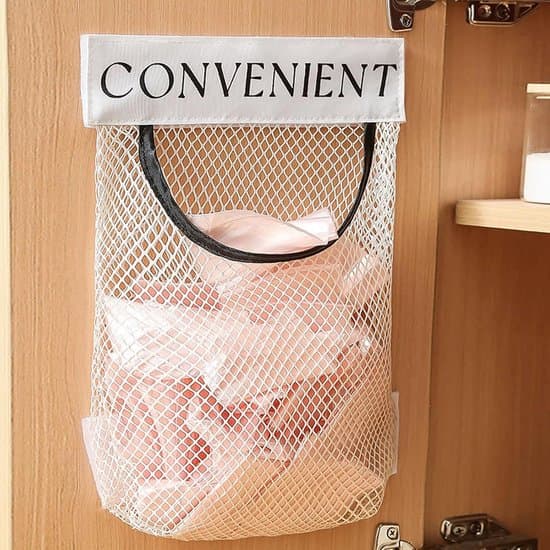 Vit 2-pack självhäftande väggmonterad nätpåse och matvarudispenser