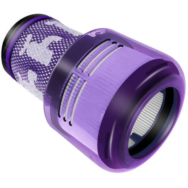 Tilbehør til Dyson håndholdte støvsugere, inklusive Dyson V12 vaskbart HEPA-efterfilter.