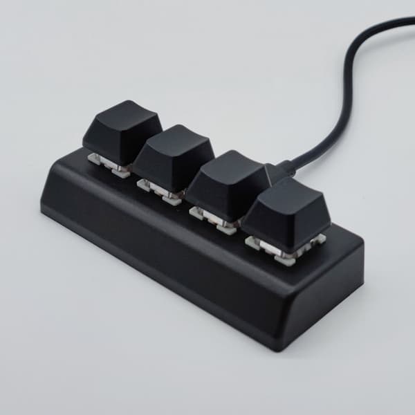 Mini mekanisk USB-tastatur, 4 røde kontakter, Ctrl, C, V, Enter-taster - sort