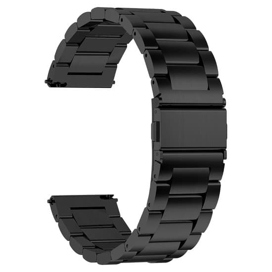 Unisex rustfrit stålrem - 22mm - Sort - Vandafvisende - Quick-Release