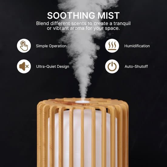 Æterisk Olie Diffuser, 200 ml Aroma Diffuser med 7-farvet LED og Automatisk Slukning.