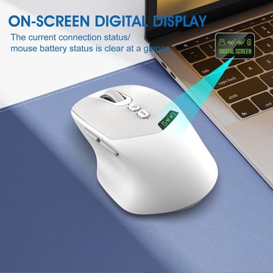 Trådlös mus - Bluetooth & 2.4G - Ergonomisk - Vit