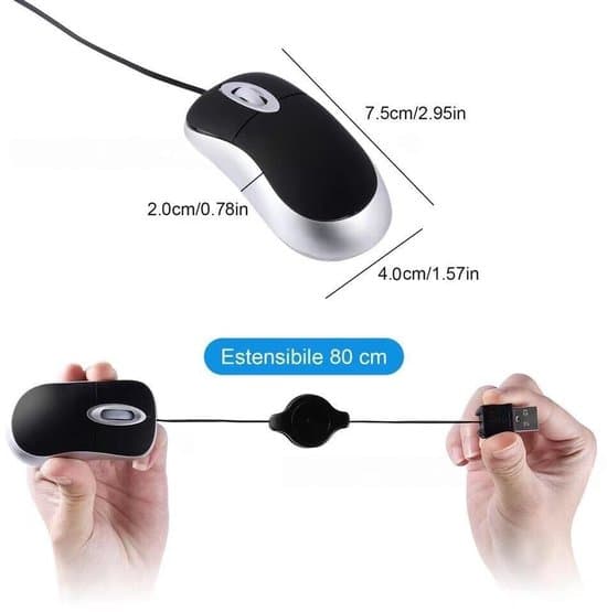 Mini optisk USB-mus med rullehjul til stationære og bærbare computere (sort)