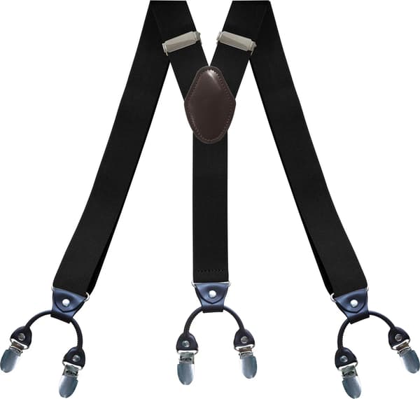 Justerbare Y-formede seler i polyester til mænd med quick-release spænder og robuste clips (sort)