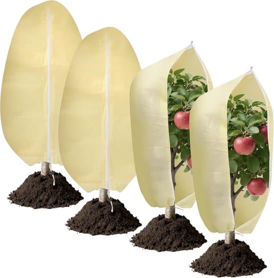 Frostsäkra växtskydd, 4-pack, vinterskydd, utomhusväxtskydd, 80x100 cm, benvit