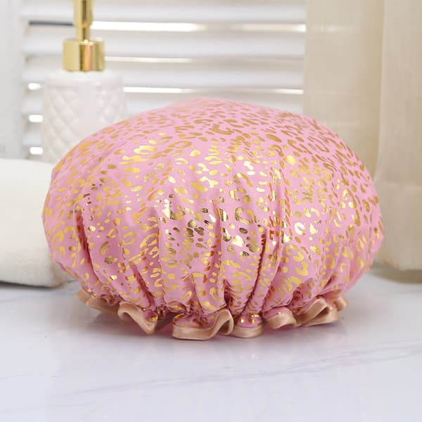 Badehætte/Badehætte/Fuldhovedbadehætte/Afro Badehætte - Pink Guld Leopardprint