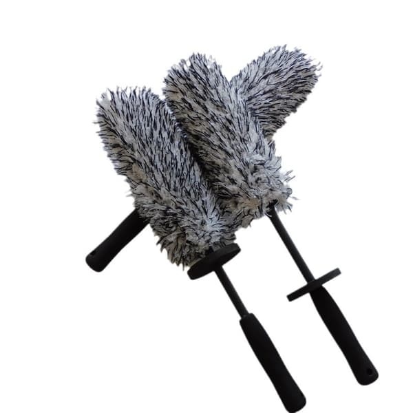 2-pak bløde mikrofiber plys bilfælg- og dækrensebørster (sort)