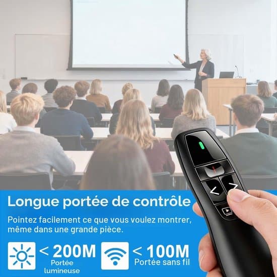 Ergonomisk datorfjärrkontroll – 2,4 GHz USB-presentationsklicker – Pekare – Trådlös presentatör för PC och bärbar dator