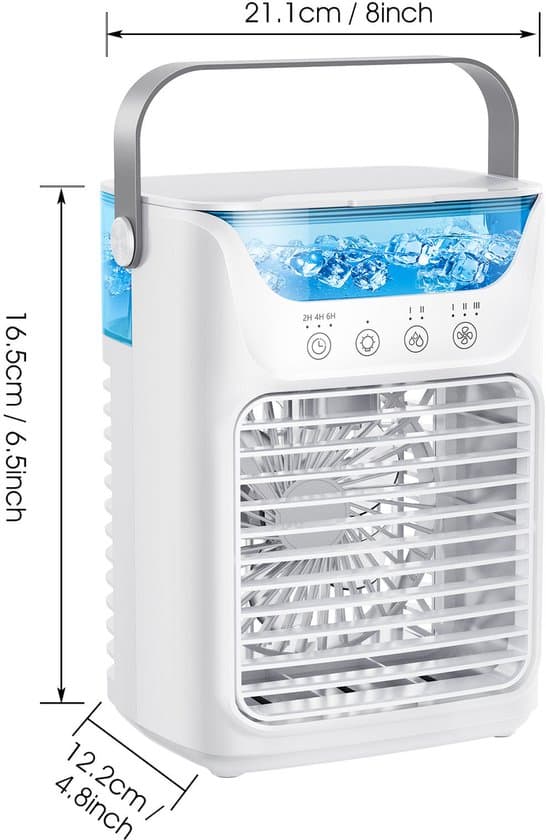 4-i-1 Bærbar Aircondition, 700 ml, 2-Tåge, 3-Timer, 7-Farvet LED