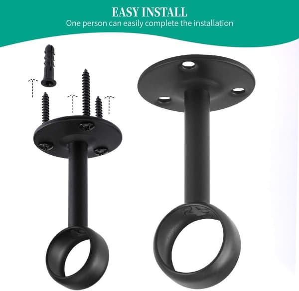 Topkroge til gardinstænger op til 2,9 cm i diameter, 2-pak, sort.