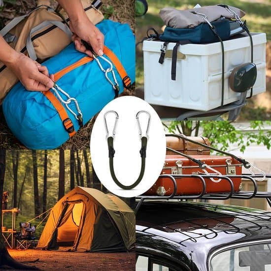 Elastiska rep med karbinhake - 4-pack - 30 cm - Slitstarka fästremmar - Elastiska krokar för camping - Presenningar - Bagage - Grön