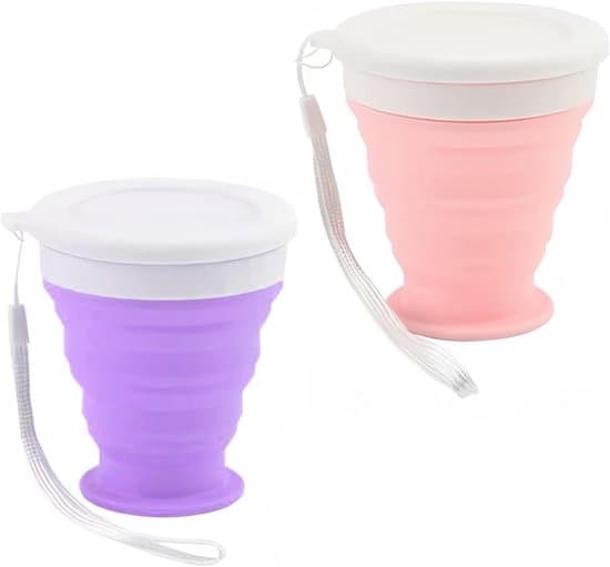 Vikbart silikonmuggset (2-pack) - BPA-fritt, återanvändbart och perfekt för camping och vandring.