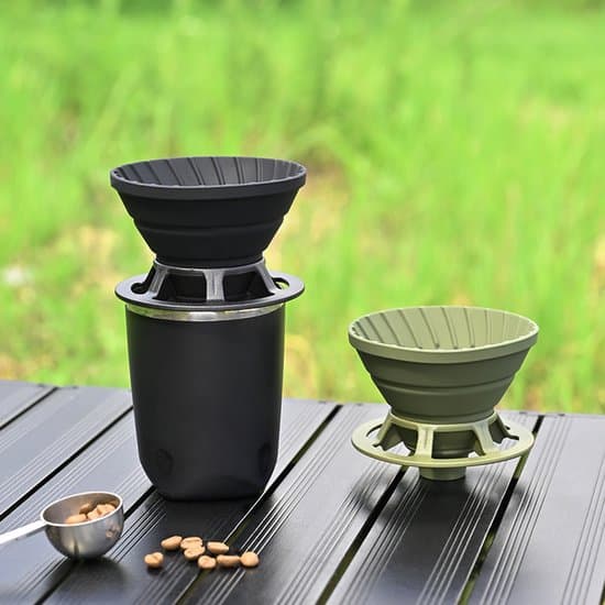 Sammenfoldelige kaffefiltre i silikone - Sort & Olivengrøn - Sæt med 2