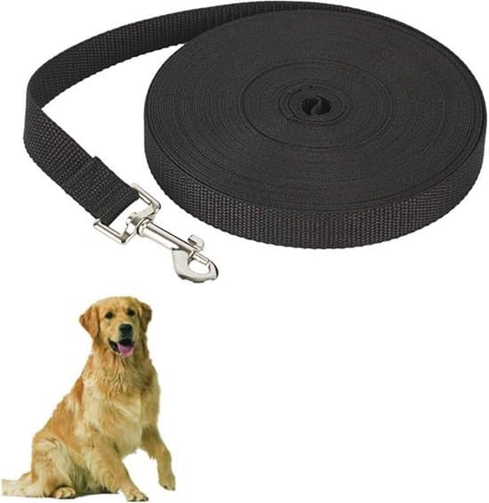 Hundetræningssnor - Lang slynge - Robust og rivefast - Sort 10m