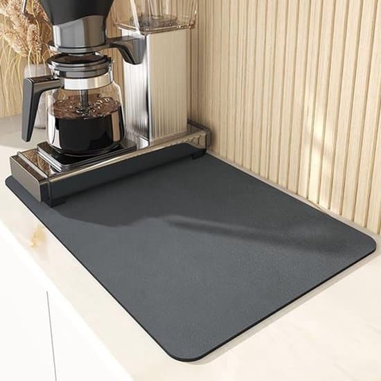 Polyesterfiber afløbsmåtte - køkkenmåtte - opvaskemåtte - absorberende materiale - 40 x 50 cm - grå