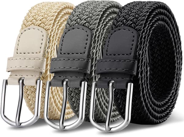 Elastisk vävd midjeband - tredelat set - unisex - justerbart elastiskt tygmidjeband - robust metallspänne - 103*2.5 cm - Stil 1