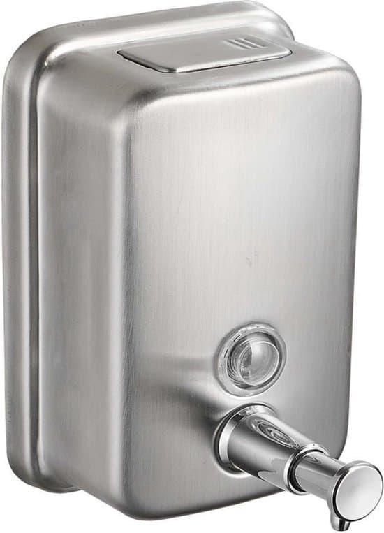 Väggmonterad handtvålsdispenser, manuell press-typ, för badrum, silver, 500 ml
