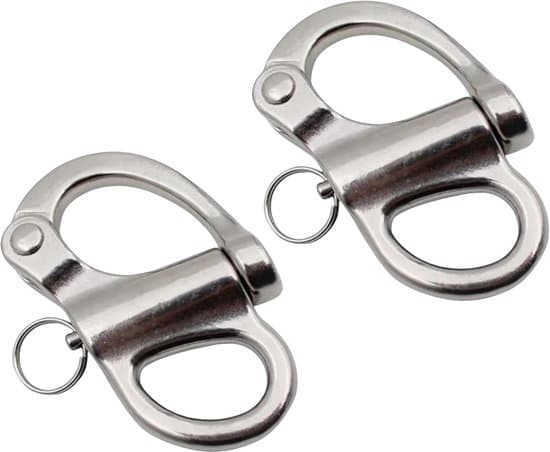 2-delt træktovsfjederkrog i rustfrit stål med quick-release