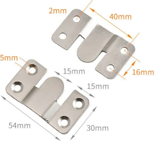 2-par møbel- og sofakoblinger (54x30 mm) - Snap-on låse til borde, senge og polstring