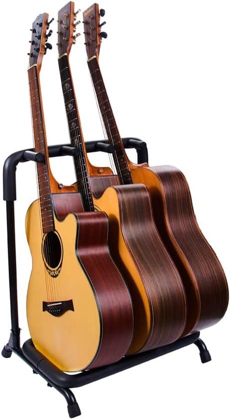 Gitarrställ för 3 hopfällbara gitarrer, multifunktionellt displayställ