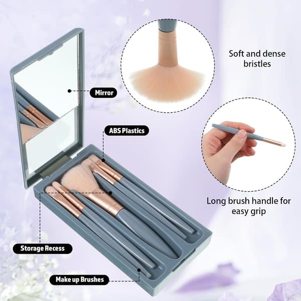 Spejl-stil makeupbørstesæt - blå