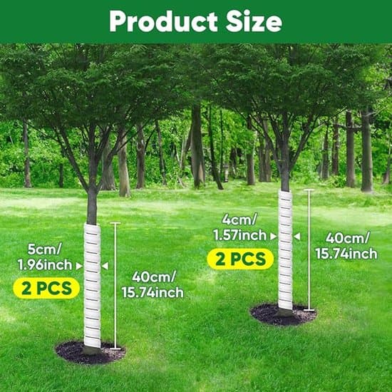 4-pack plastspiralträdskydd för stam och bark - vit