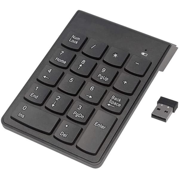 Mini trådløst numerisk tastatur, 18 taster, USB 2.0 4GHz, til bærbare computere, kompatibel med Windows, Mac og Linux.