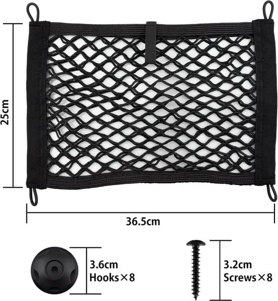 2-pak 36,5x25 cm RV & Bil Elastisk Opbevaringsnetpose med 8 Skruer