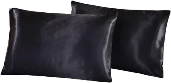 2-pak sorte 51x76cm satin silkebløde pudebetræk - med lynlås