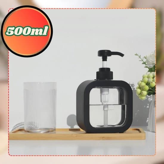 Flydende sæbedispenser, transparent sort, 500 ml