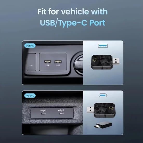 Trådløs CarPlay-adapter - Bilkonverter - Bilforbindelse - Hurtig stabil forbindelse - Kompakt design - Sort