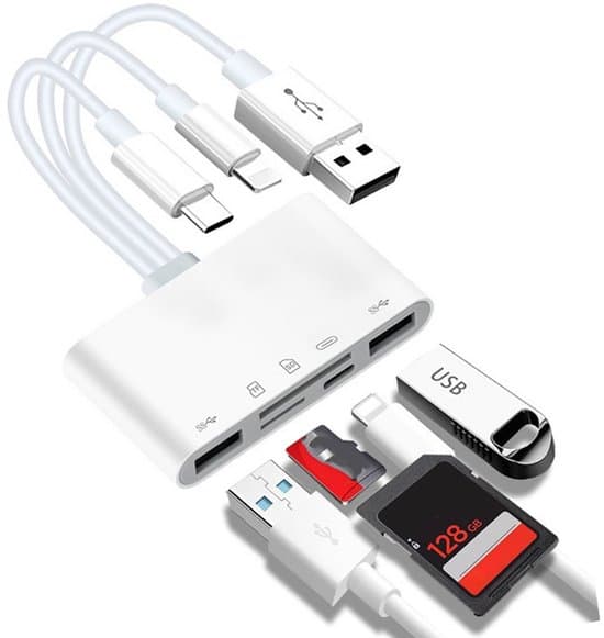 5-i-1 USB/OTG SD/Micro SD minneskortläsare - Bärbar