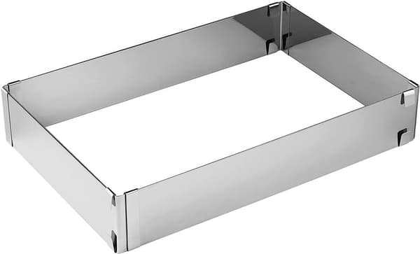 Justerbar rektangulær kageform - Udtrækkelig moussering i rustfrit stål - 27,7x18x5 cm