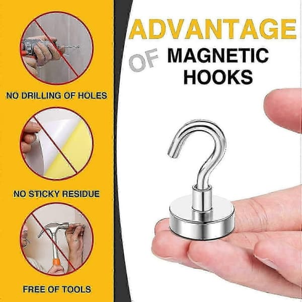 Magnetiske kroge, 6-pak - Sølv