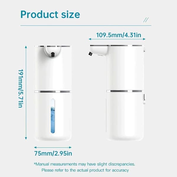 Sæbedispenser - Automatisk Sensor Sæbedispenser - Vægmonteret Sæbedispenser 350 ml - Justerbar Hvid Flydende Sæbedispenser