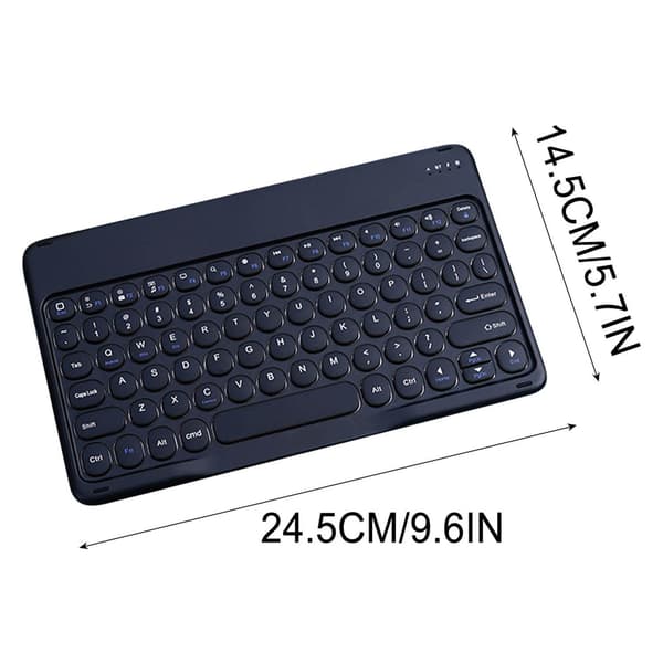 Bærbart tastatur med retro runde tastehætter - sort