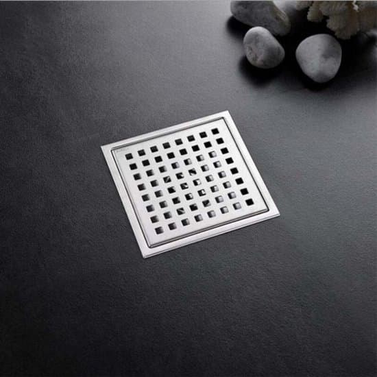 150x150mm Gulvafløb i Rustfrit Stål - Hvid