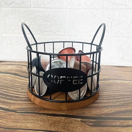 Robust K-Cup Kaffekapsel Opbevaringskurv Organizer med Træbase (Sort)