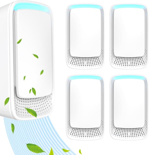 4-pack plug-in negativa jonluftrenare för sovrum och kontor (vit).
