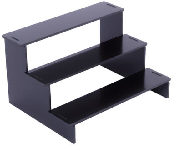 Trelagers akryldisplayställ - 7 cm - Svart